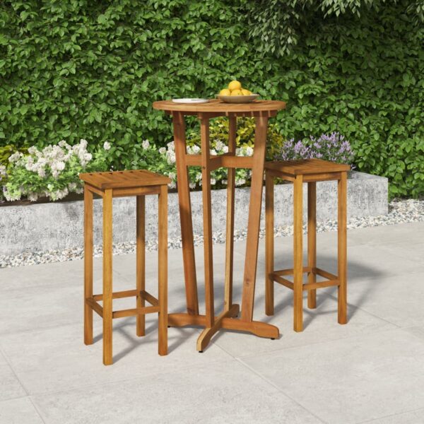 vidaXL 3 Piece Patio Bar Set Solid Wood Acacia