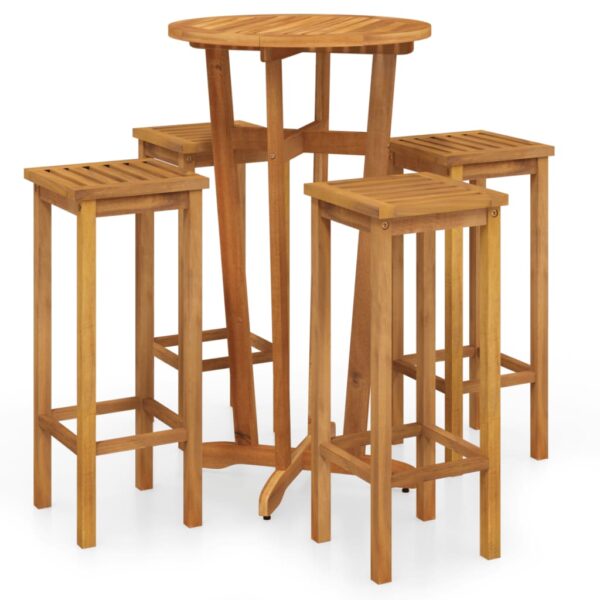 vidaXL 5 Piece Patio Bar Set Solid Wood Acacia - Image 2