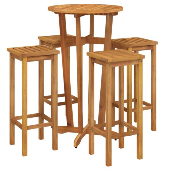 vidaXL 5 Piece Patio Bar Set Solid Wood Acacia - Image 3