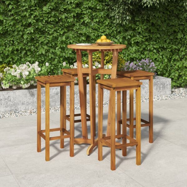 vidaXL 5 Piece Patio Bar Set Solid Wood Acacia