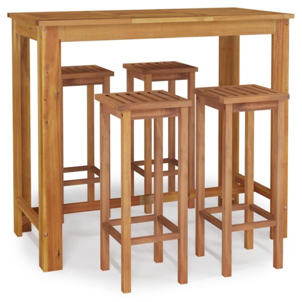 vidaXL 5 Piece Patio Bar Set Solid Wood Acacia - Image 2