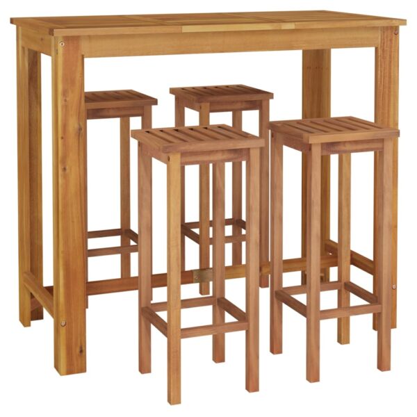 vidaXL 5 Piece Patio Bar Set Solid Wood Acacia - Image 3