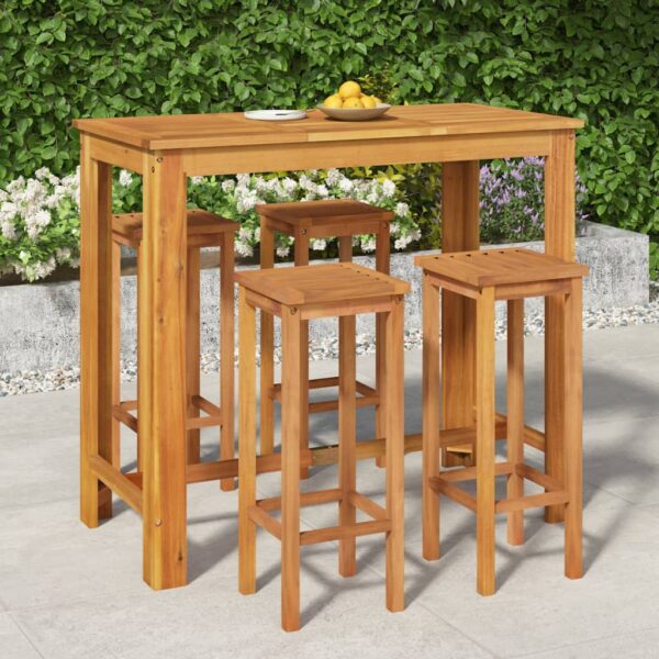 vidaXL 5 Piece Patio Bar Set Solid Wood Acacia