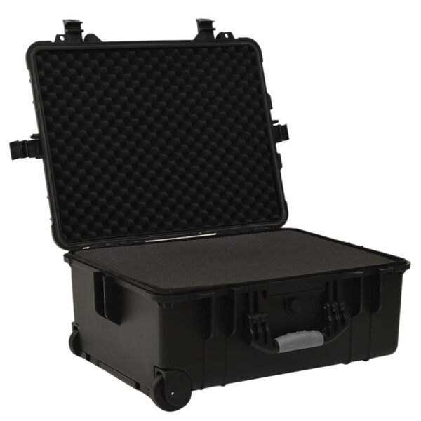 vidaXL Wheeled Flight Case Black 22.8"x17.7"x10.6" PP - Image 3