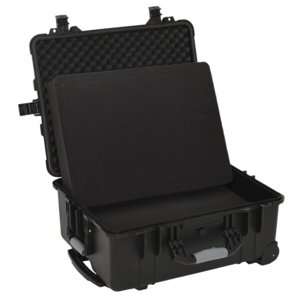 vidaXL Wheeled Flight Case Black 22.8"x17.7"x10.6" PP - Image 4