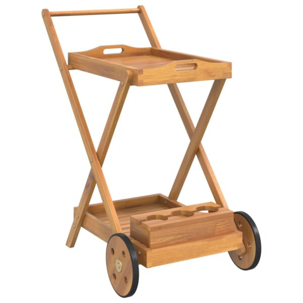 vidaXL Tea Trolley 21.3"x34.3"x35.4" Solid Wood Acacia - Image 2