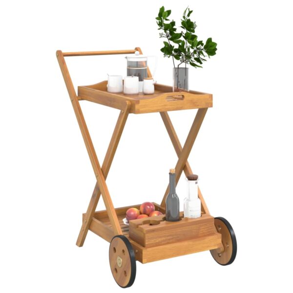 vidaXL Tea Trolley 21.3"x34.3"x35.4" Solid Wood Acacia - Image 3