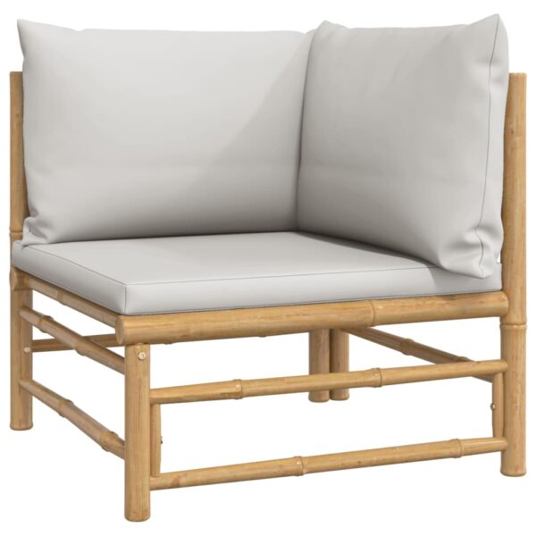 vidaXL 2 Piece Patio Lounge Set with Light Gray Cushions Bamboo - Image 6