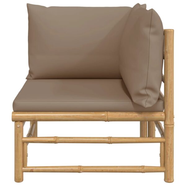 vidaXL Patio Corner Sofa with Taupe Cushions Bamboo - Image 3