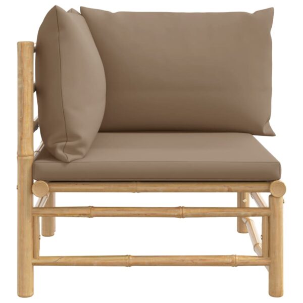 vidaXL Patio Corner Sofa with Taupe Cushions Bamboo - Image 4