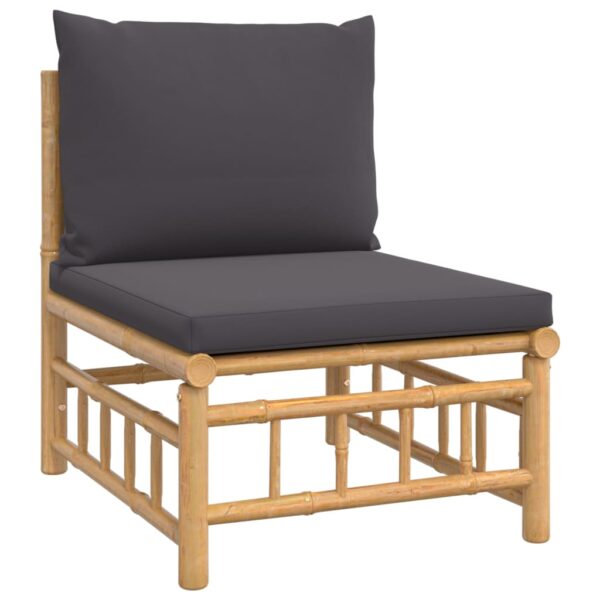 vidaXL 2 Piece Patio Lounge Set with Dark Gray Cushions Bamboo - Image 7