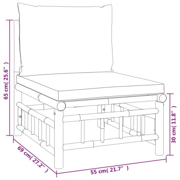 vidaXL 2 Piece Patio Lounge Set with Dark Gray Cushions Bamboo - Image 10