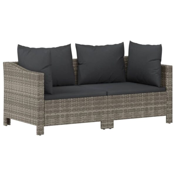 vidaXL 2 Piece Patio Lounge Set with Cushions Gray Poly Rattan - Image 2