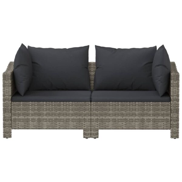 vidaXL 2 Piece Patio Lounge Set with Cushions Gray Poly Rattan - Image 4