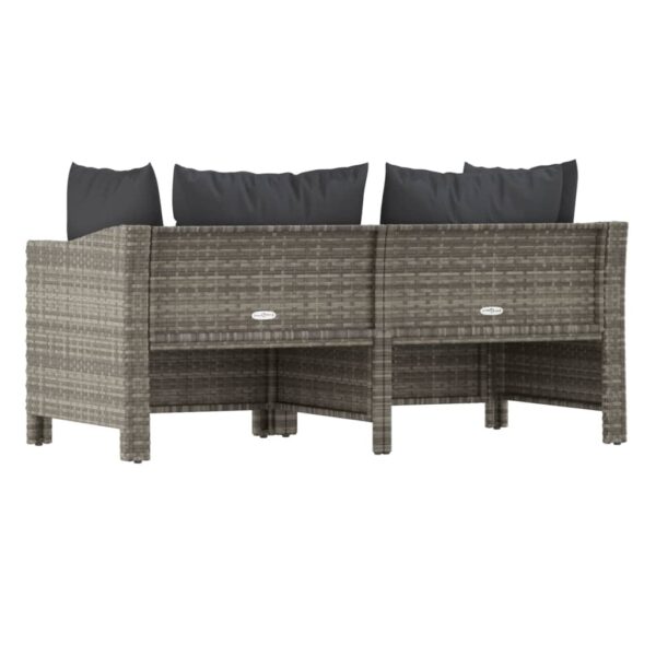 vidaXL 2 Piece Patio Lounge Set with Cushions Gray Poly Rattan - Image 6