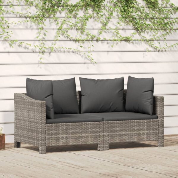 vidaXL 2 Piece Patio Lounge Set with Cushions Gray Poly Rattan