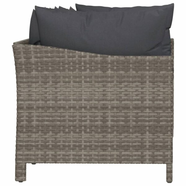 vidaXL 4 Piece Patio Lounge Set with Cushions Gray Poly Rattan - Image 5