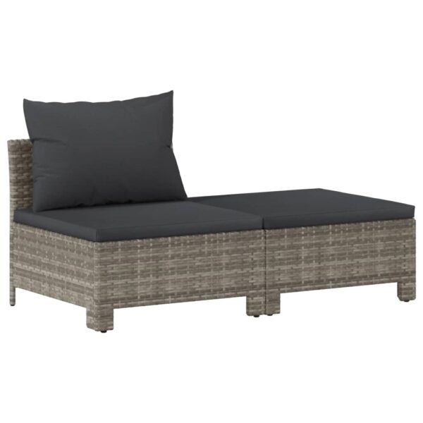 vidaXL 2 Piece Patio Lounge Set with Cushions Gray Poly Rattan - Image 2