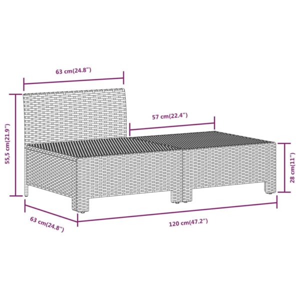 vidaXL 2 Piece Patio Lounge Set with Cushions Gray Poly Rattan - Image 8