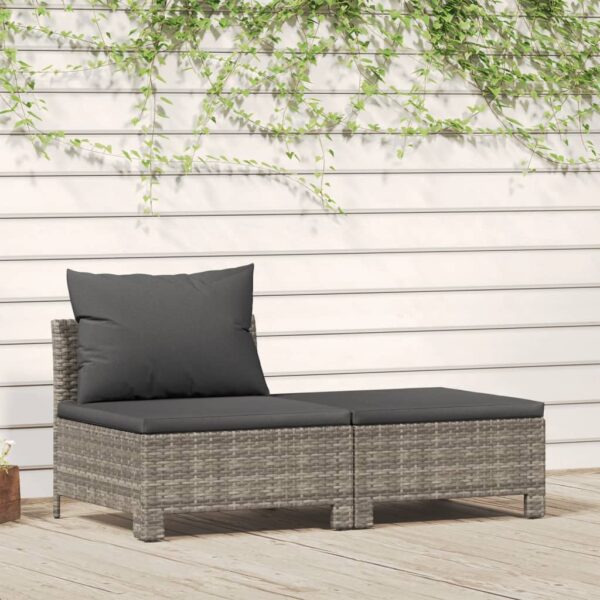 vidaXL 2 Piece Patio Lounge Set with Cushions Gray Poly Rattan