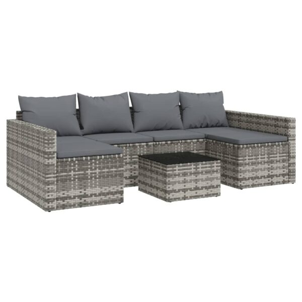 vidaXL 2 Piece Patio Lounge Set with Cushions Gray Poly Rattan - Image 2