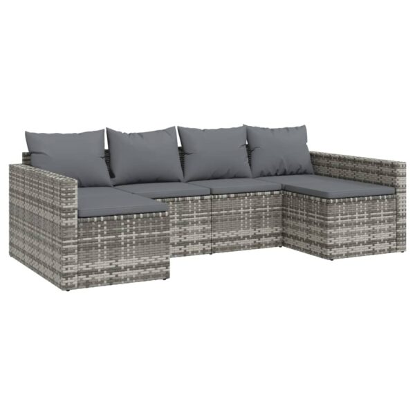 vidaXL 2 Piece Patio Lounge Set with Cushions Gray Poly Rattan - Image 3