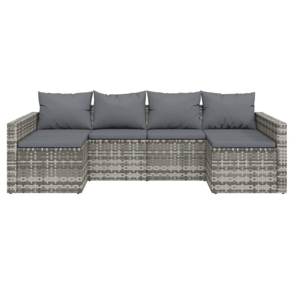 vidaXL 2 Piece Patio Lounge Set with Cushions Gray Poly Rattan - Image 4