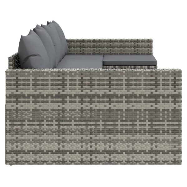 vidaXL 2 Piece Patio Lounge Set with Cushions Gray Poly Rattan - Image 5