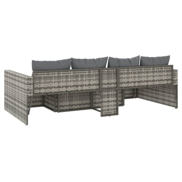 vidaXL 2 Piece Patio Lounge Set with Cushions Gray Poly Rattan - Image 6