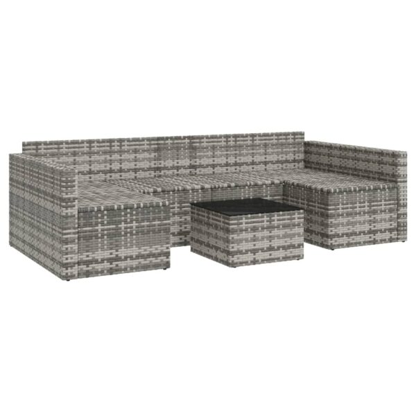 vidaXL 2 Piece Patio Lounge Set with Cushions Gray Poly Rattan - Image 7