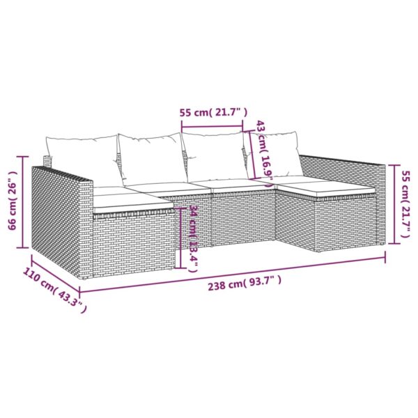 vidaXL 2 Piece Patio Lounge Set with Cushions Gray Poly Rattan - Image 11