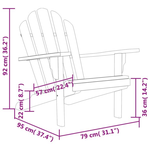 vidaXL Patio Adirondack Chair 31.1"x37.4"x36.2" Solid Wood Teak - Image 7