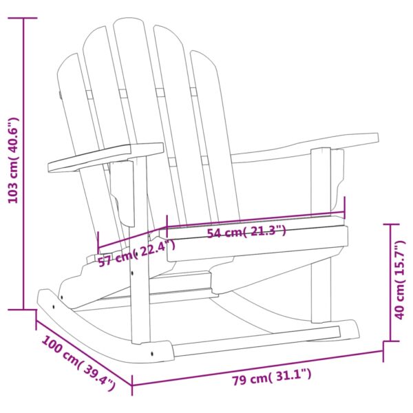 vidaXL Patio Adirondack Rocking Chair 31.1"x39.4"x40.6" Solid Wood Teak - Image 7