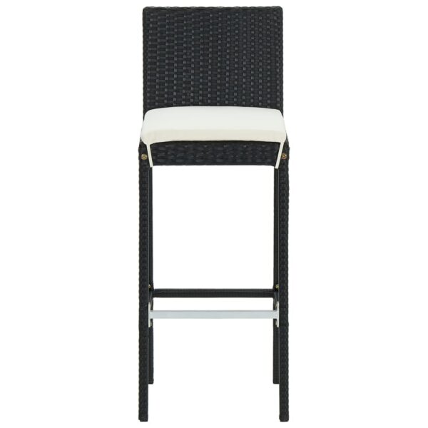 vidaXL Bar Stools with Cushions 6 pcs Black Poly Rattan - Image 3