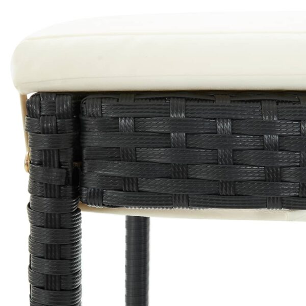 vidaXL Bar Stools with Cushions 6 pcs Black Poly Rattan - Image 7