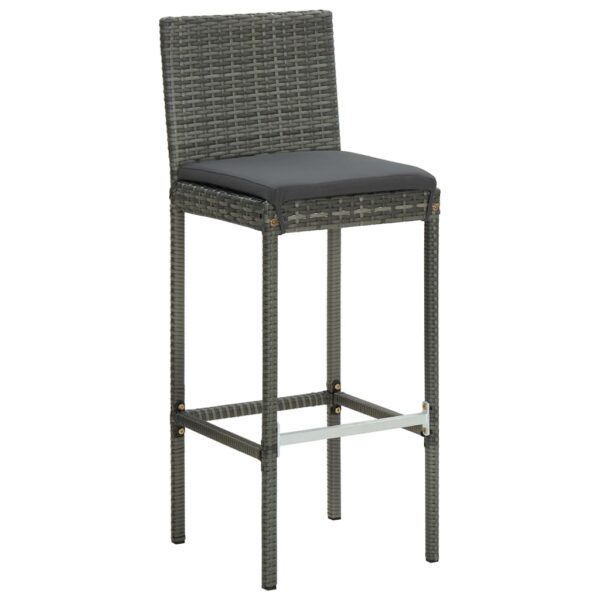 vidaXL Bar Stools with Cushions 6 pcs Gray Poly Rattan - Image 2