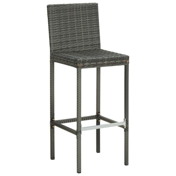 vidaXL Bar Stools with Cushions 6 pcs Gray Poly Rattan - Image 4