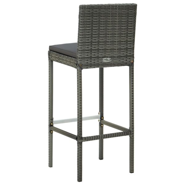 vidaXL Bar Stools with Cushions 6 pcs Gray Poly Rattan - Image 6