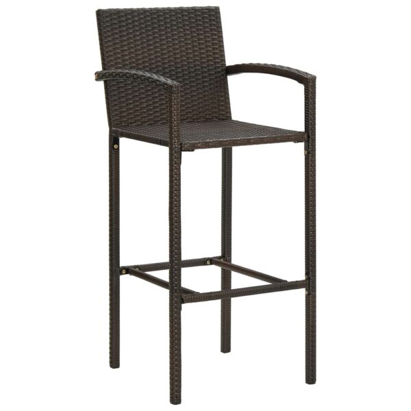 vidaXL Bar Stools 2 pcs Brown Poly Rattan - Image 2