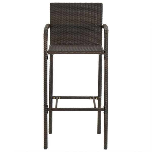 vidaXL Bar Stools 2 pcs Brown Poly Rattan - Image 3