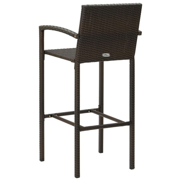 vidaXL Bar Stools 2 pcs Brown Poly Rattan - Image 5