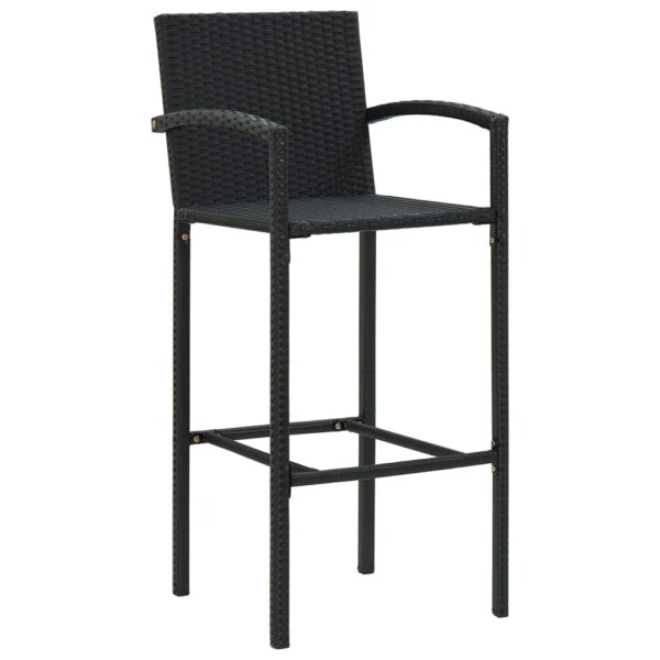 vidaXL Bar Stools 2 pcs Black Poly Rattan - Image 2