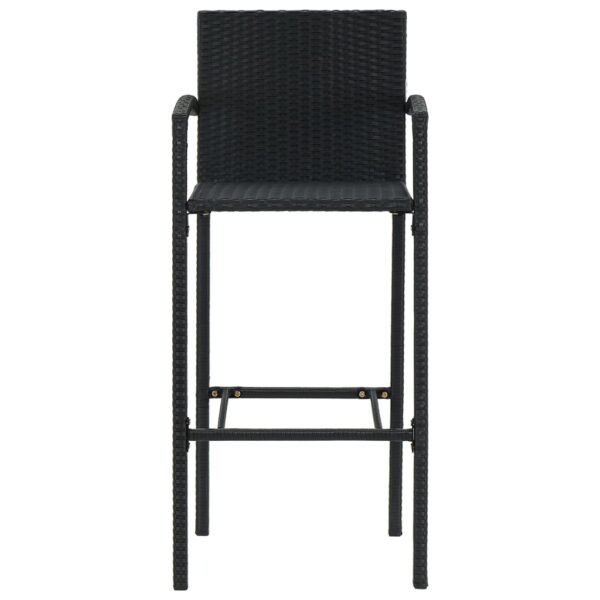 vidaXL Bar Stools 2 pcs Black Poly Rattan - Image 3