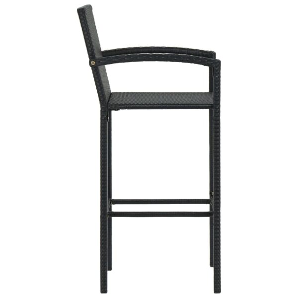 vidaXL Bar Stools 2 pcs Black Poly Rattan - Image 4