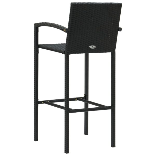 vidaXL Bar Stools 2 pcs Black Poly Rattan - Image 5