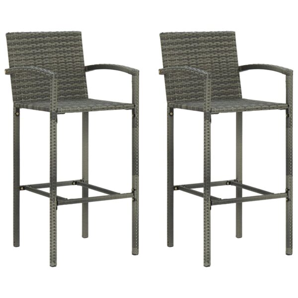 vidaXL Bar Stools 2 pcs Gray Poly Rattan