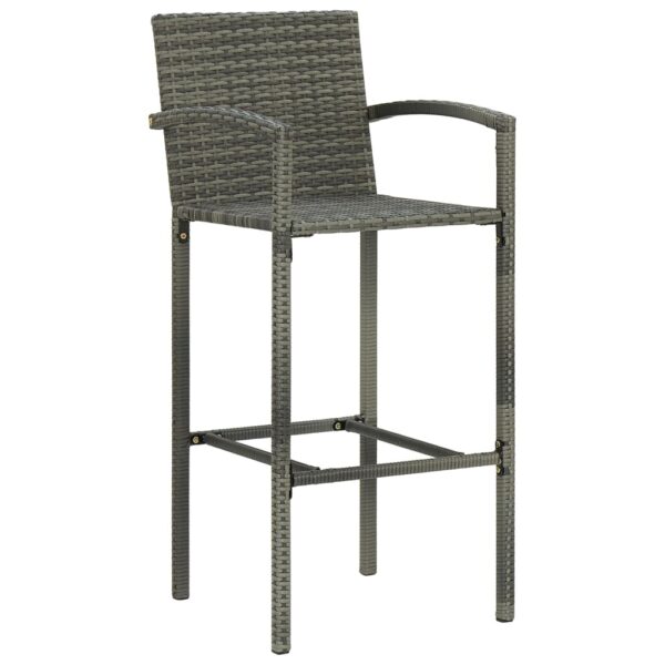 vidaXL Bar Stools 2 pcs Gray Poly Rattan - Image 2