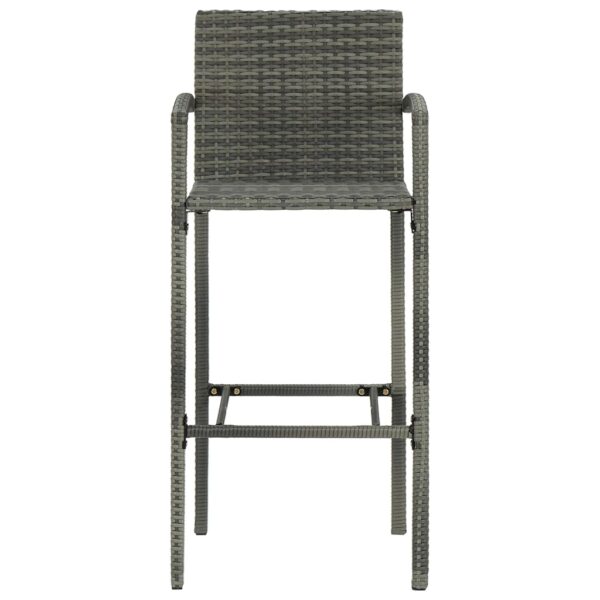 vidaXL Bar Stools 2 pcs Gray Poly Rattan - Image 3