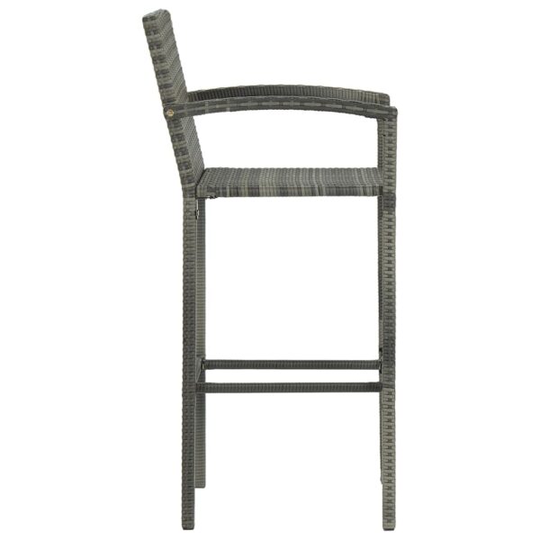 vidaXL Bar Stools 2 pcs Gray Poly Rattan - Image 4