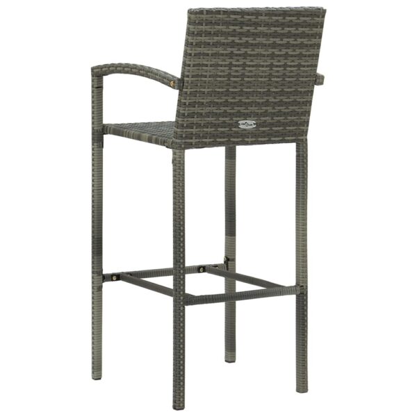 vidaXL Bar Stools 2 pcs Gray Poly Rattan - Image 5